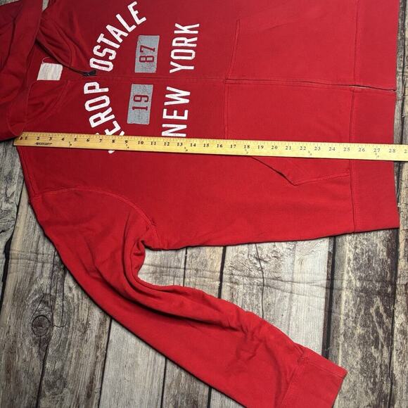 Aeropostale Full Zip Y2K Hoodie Sweatshirt Red New York 1987 Mens Size XL - Picture 5 of 6